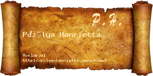 Pólya Henrietta névjegykártya