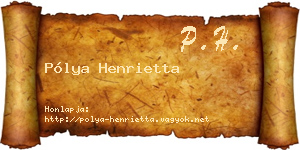 Pólya Henrietta névjegykártya